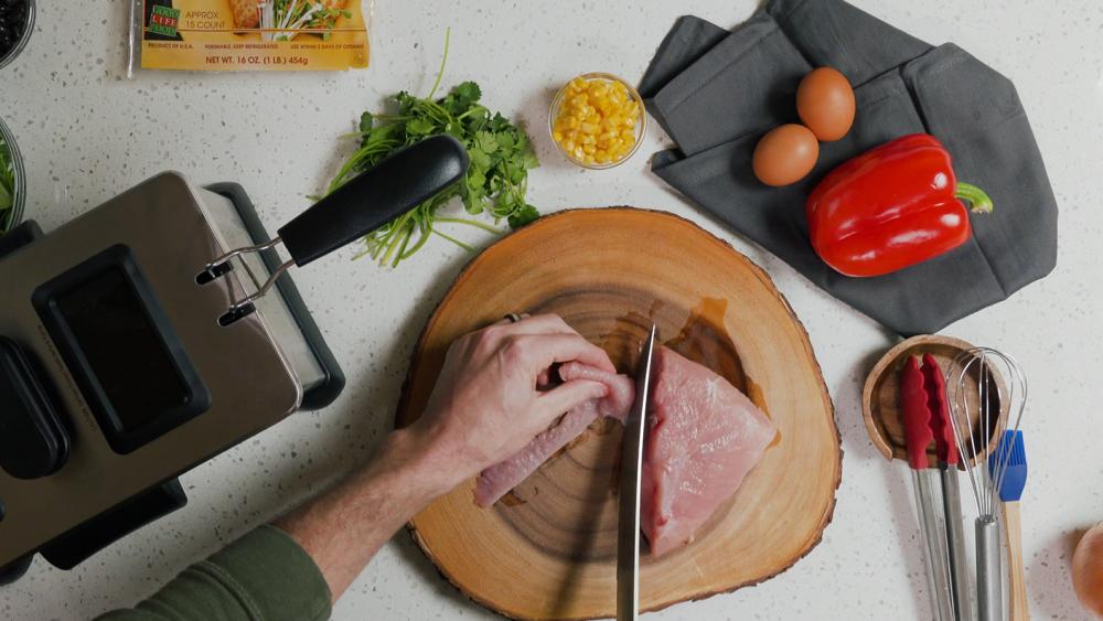 Preparing wild turkey meat for egg rolls