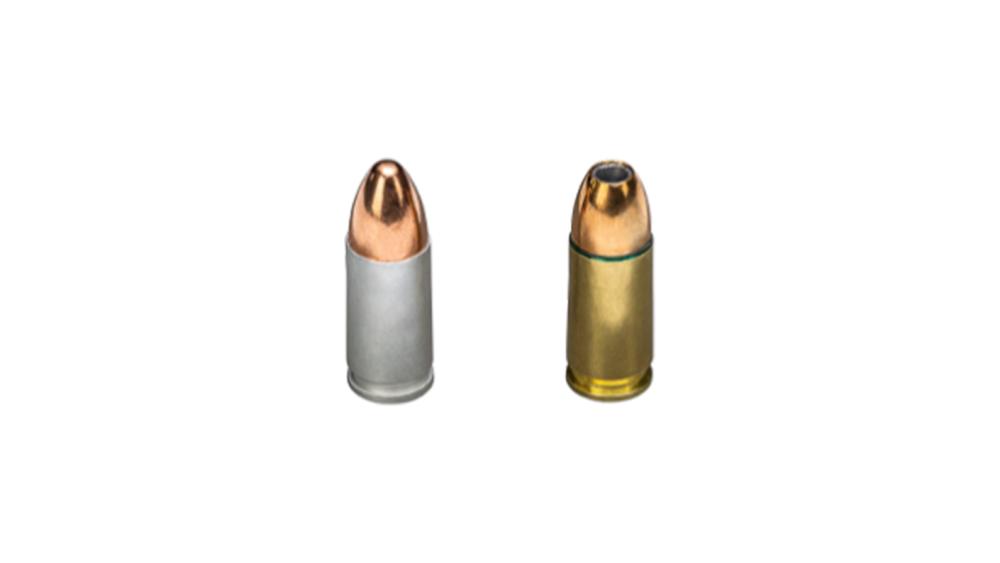 Two examples of a 9mm caliber bullets.