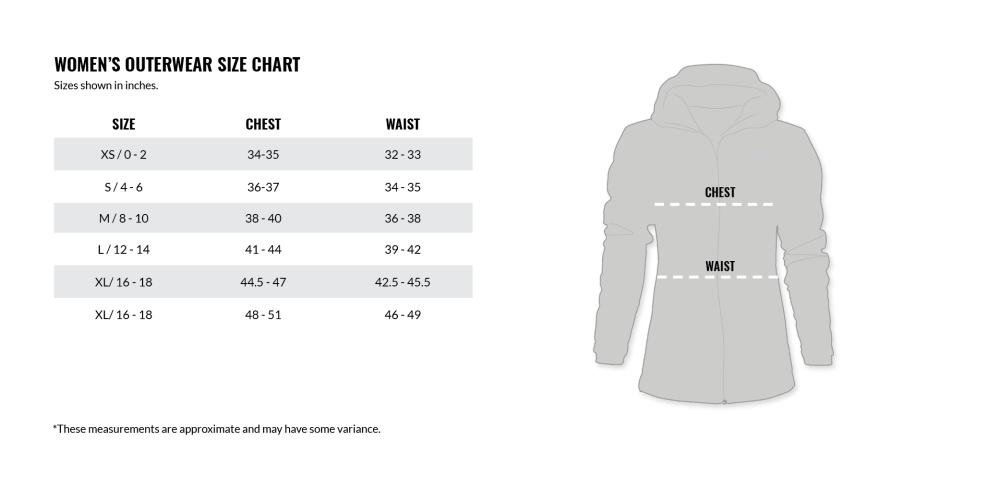 Women's Outwear Size Chart