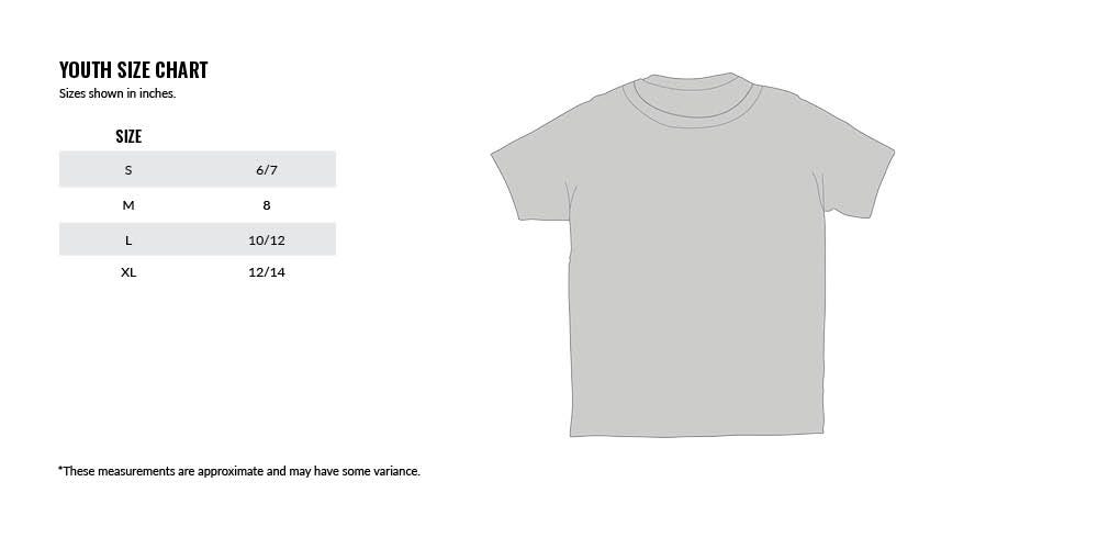 Youth Graphic T-shirts Size Chart