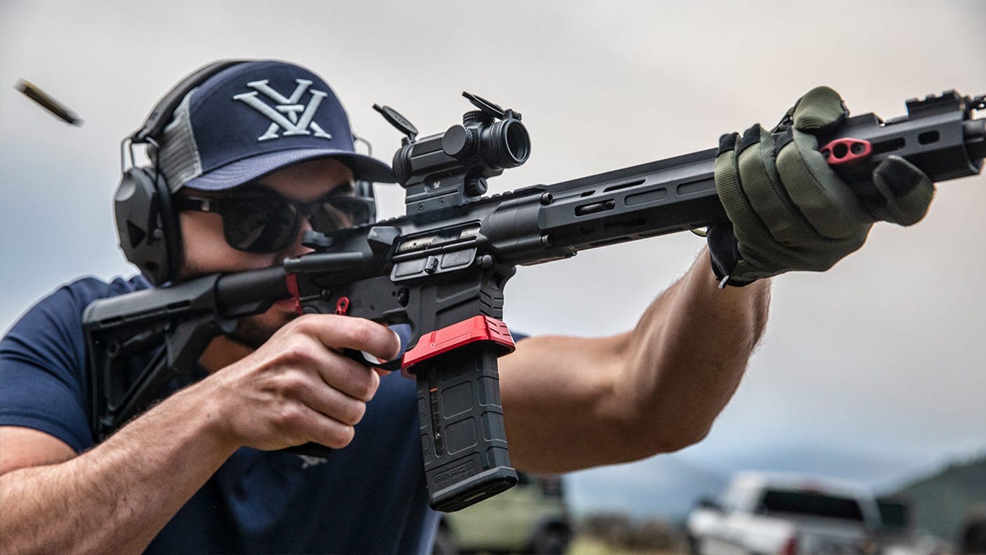 Shooter practicing at the outdoor range.