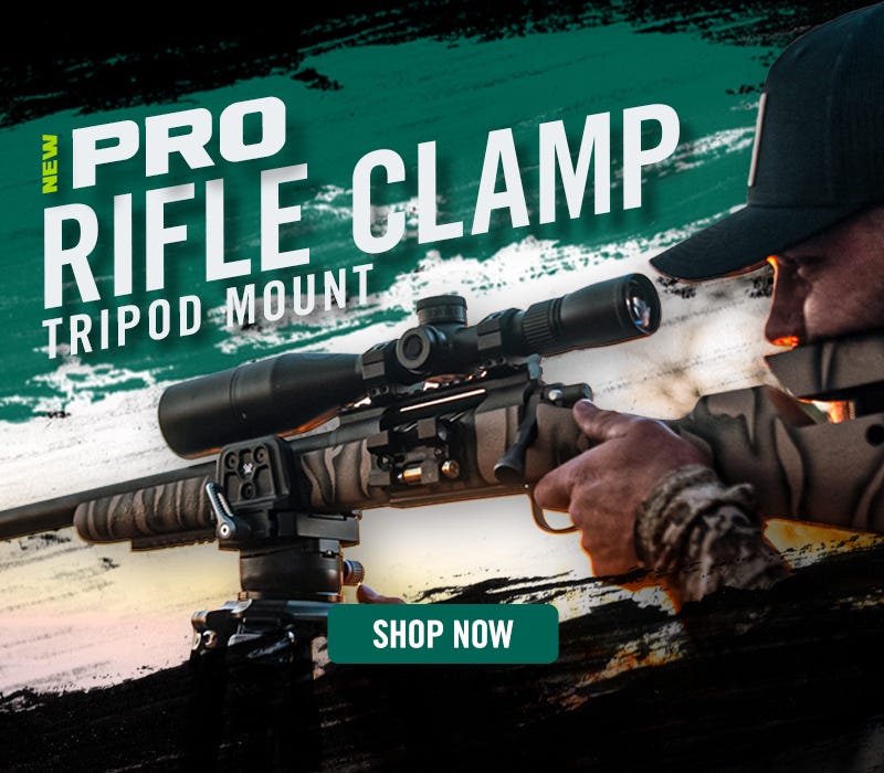 NEW Pro Rifle Clamp Tripod Mount. Shop Now.