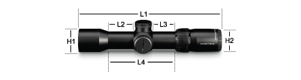 Crossfire II 2-7x32 Crossbow Scope Dimensions (in inches)